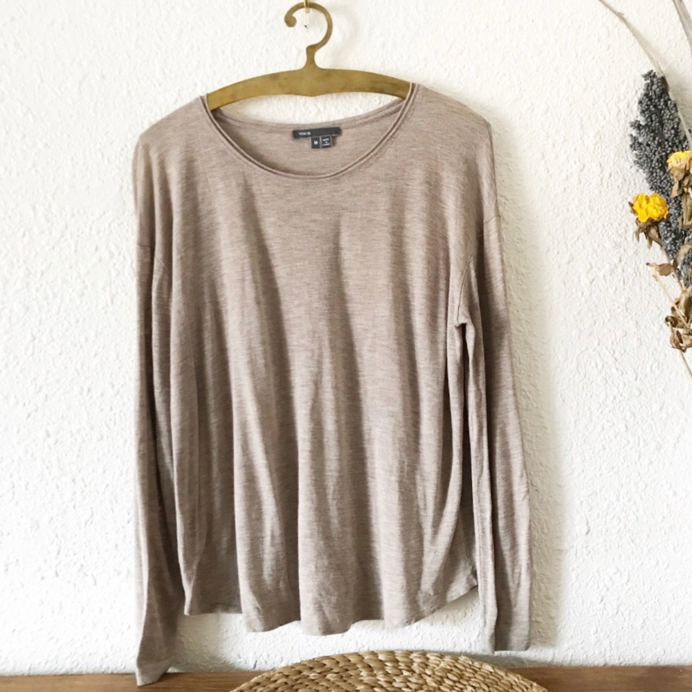 Vince Tan Space Dye Long Sleeve Soft Thin Tee